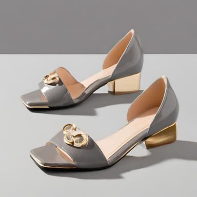 Elegant Patent Leather Peep-Toe Pumps with Gold-Tone Heel - Imagem 1