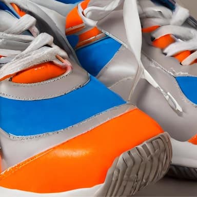 Vibrant Runners: Bold Orange & Blue Sneakers - Imagem 3