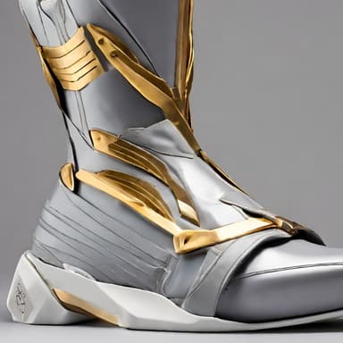 Futuristic Silver and Gold High-Top Sneaker - Imagem 3