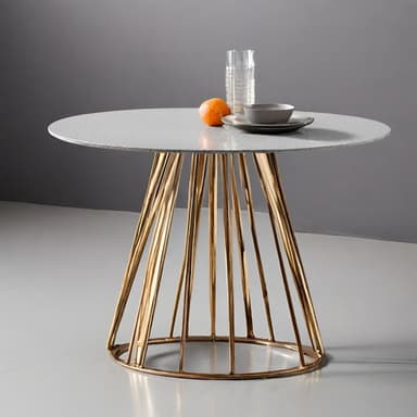 Elegant Golden-Base Stone Top Dining Table - Imagem 1