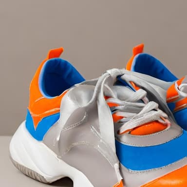 Vibrant Runners: Bold Orange & Blue Sneakers - Imagem 2