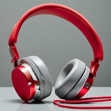 Stylish Red & Silver Over-Ear Headphones - Imagem 1