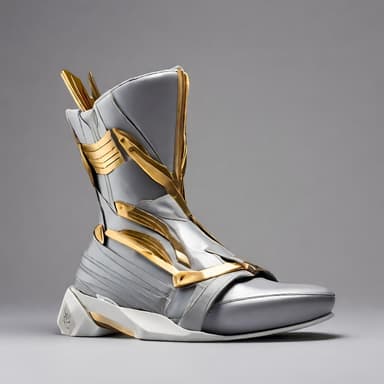 Futuristic Silver and Gold High-Top Sneaker - Imagem 1