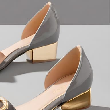 Elegant Patent Leather Peep-Toe Pumps with Gold-Tone Heel - Imagem 3