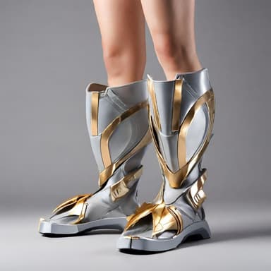 Futuristic Silver and Gold High-Top Sneaker - Imagem 2